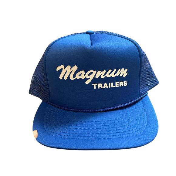 VTG Trucker Hat- baseball hat, blue mesh back. magnum Trailers, Y2K hat golf - Picture 1 of 6